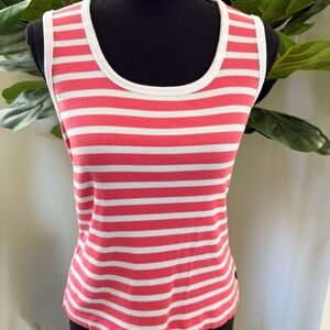 NWOT Striped Coral Pink and White Women's Tank Top